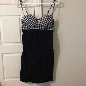 POOF lace up back corset dress. Black and plaid S